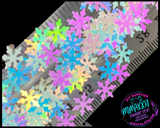 SNOW FLAKE Opal  Shaped Glitter, Chunky Glitter Mix, Cosmetic Glitter, Body Painting,Nail Art, Resin art,Snow Globe Tumbler, XMAS 020