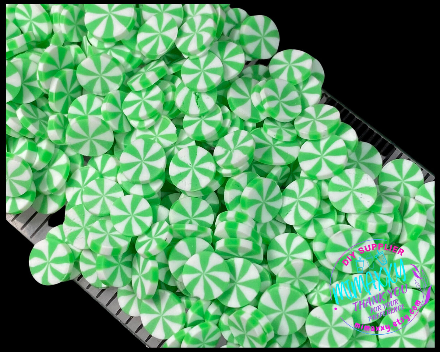5mm Green Candy Mint Chip Polymer Clay Round Confetti Circles, Fake Sprinkles, Not Edible, crafts, snow globe tumblers, slime, MINT 010