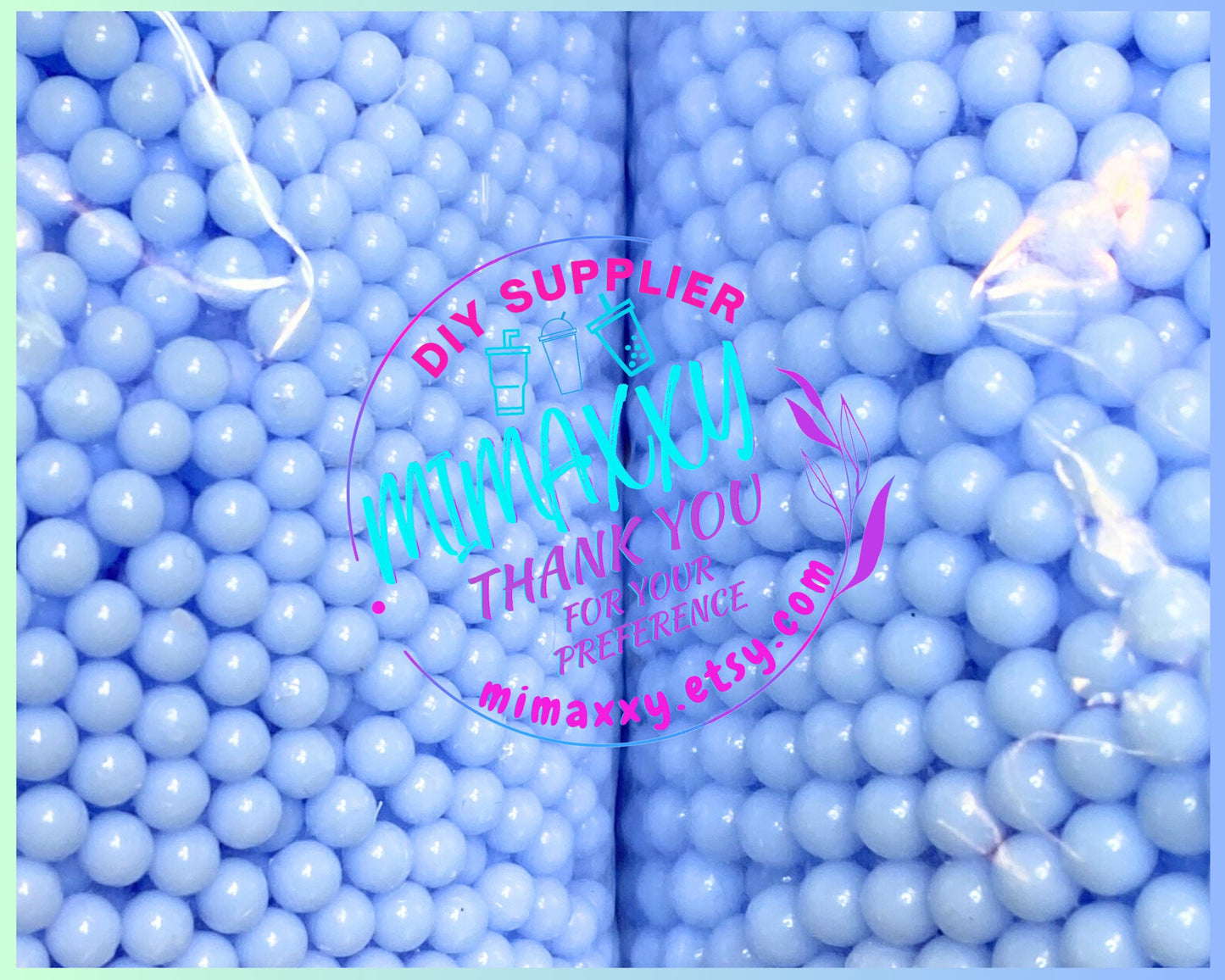 Blue Pearl Beads No Hole, Round, Caviar, Resin Charms Cabochons, Slime DIY Craft, boba, Decoration, snow globe tumbler, jewerly, BEADS 006