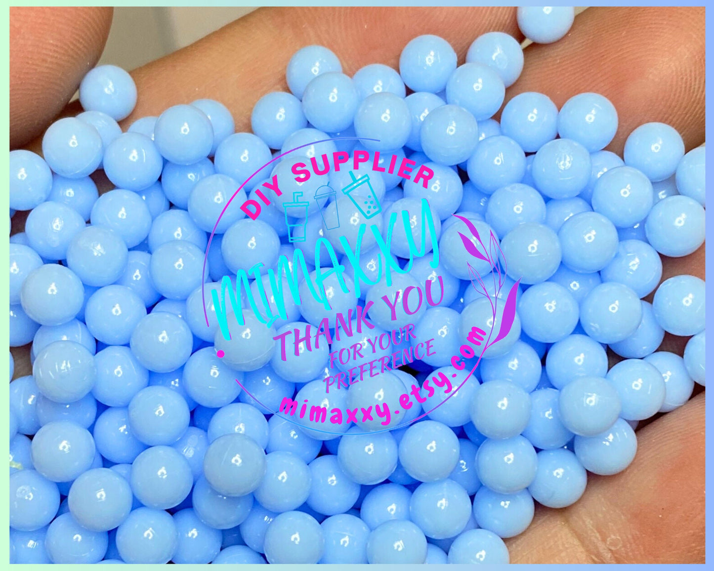Blue Pearl Beads No Hole, Round, Caviar, Resin Charms Cabochons, Slime DIY Craft, boba, Decoration, snow globe tumbler, jewerly, BEADS 006