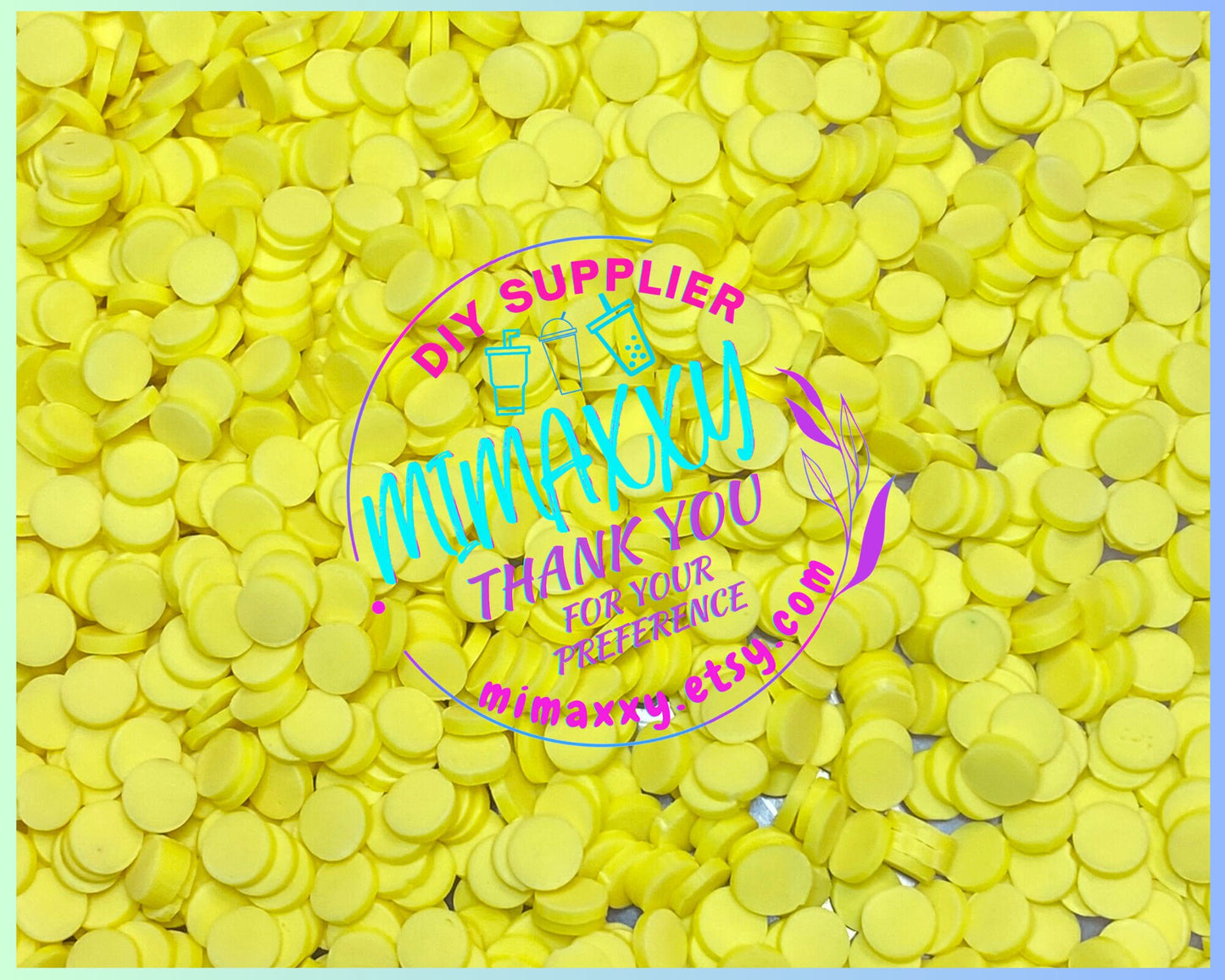 5mm Yellow Chip Polymer Clay Round Circles, Fake Sprinkles, Not Edible, crafts, snow globe tumblers, slime, Decoden, CONFETTI 015