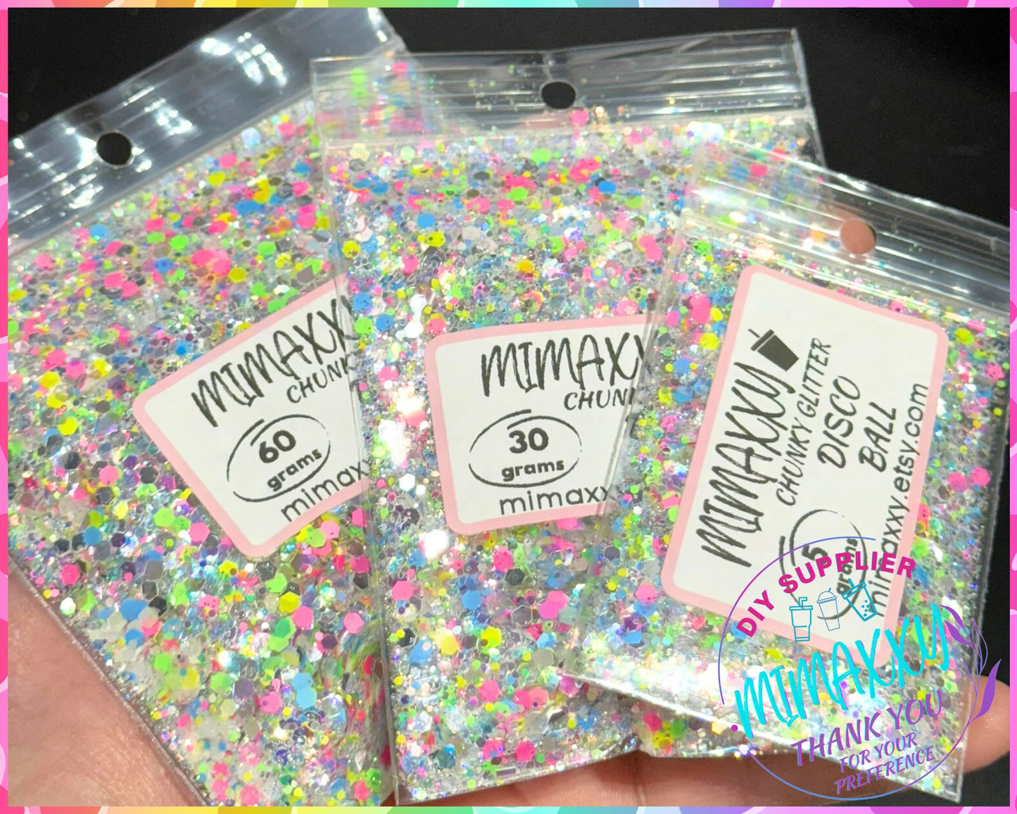 DISCO BALL, Shaped Glitter, CHUNKY Glitter Mix, Cosmetic Glitter,Nail Art, Resin art,Snow Globe Tumbler,Craft, MIRROR 002