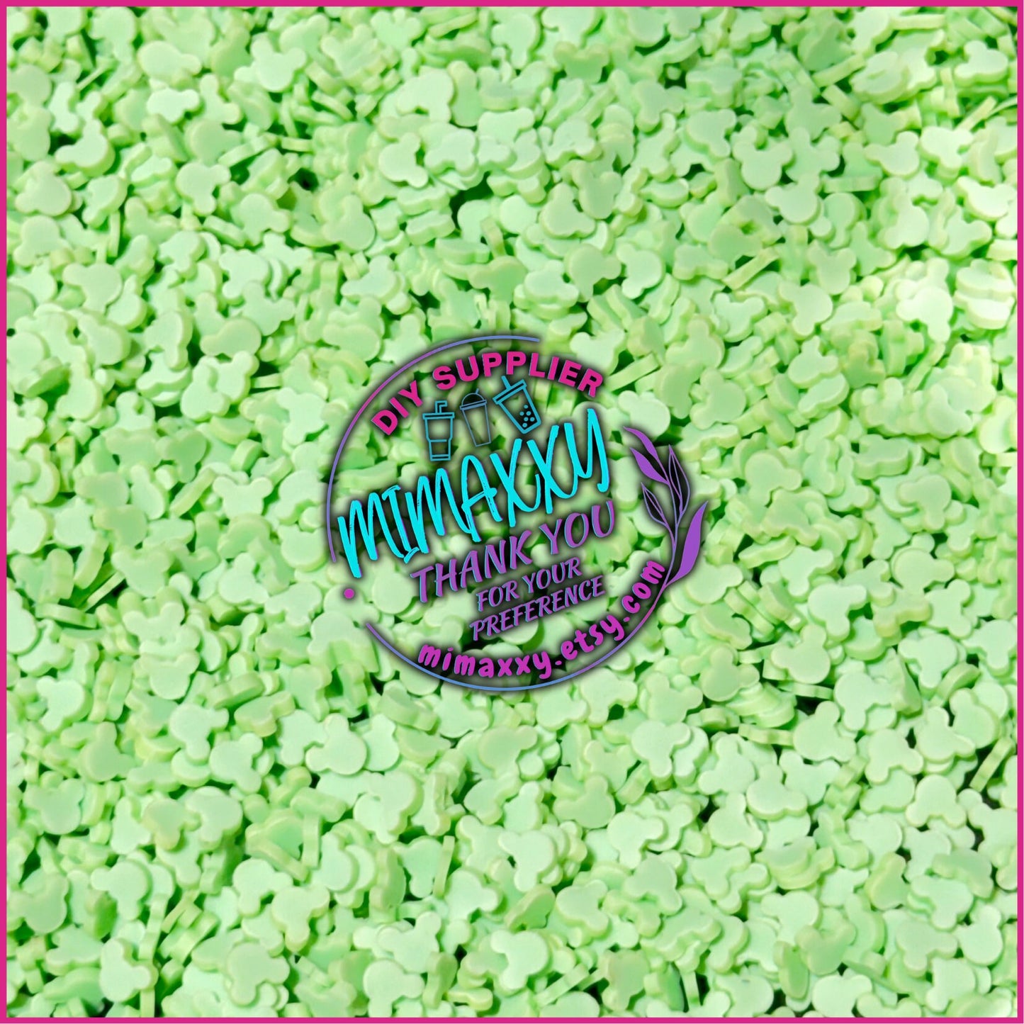 5mm Mint Mouse Head , Sprinkle, Slime, Polymer Clay Slices, Fake Bake Nail, Craft Ships, Mickey, MOUSE HEAD