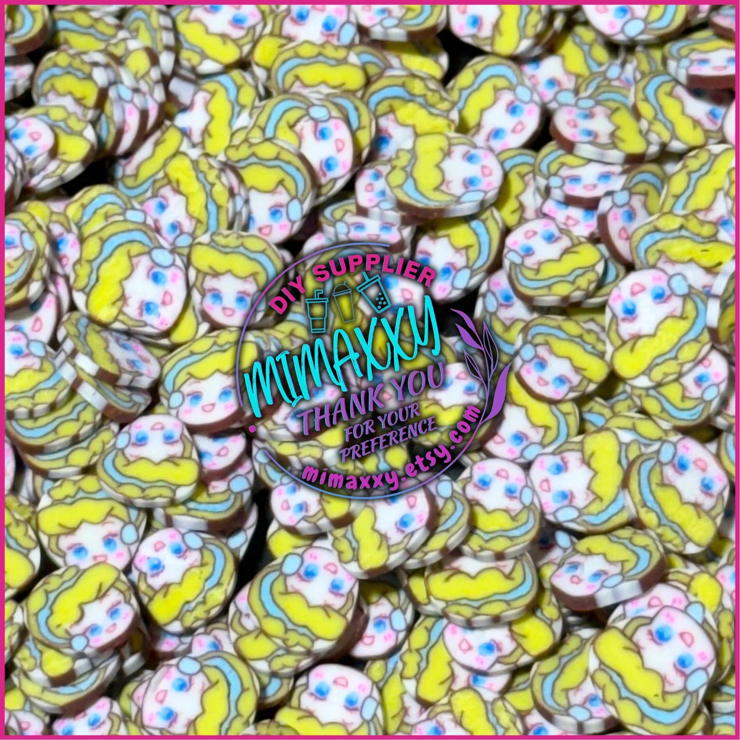 5mm Cartoon Princess, Glass Slipper, Princess, Sprinkle Slime, Polymer Clay Slice Slices Fake Bake Nail Art Faux Craft , CARTOON MIX 033