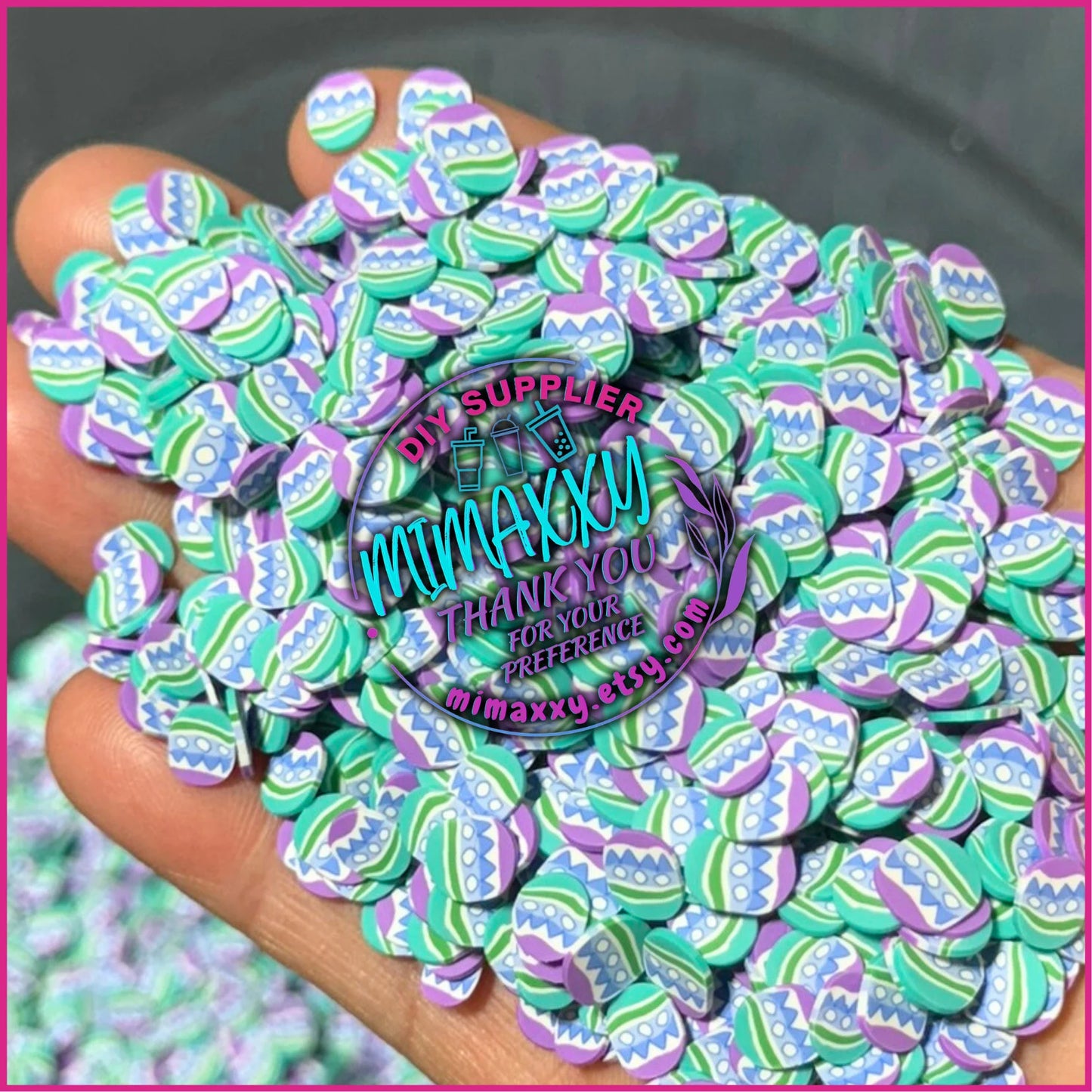 5mm EGG HUNT /Polymer Clay Slices / Diy/ Slime/ Fimo/ Resin art / nail art / rabbit, rainbow, sprinkles, pastel, baby, EASTER 013