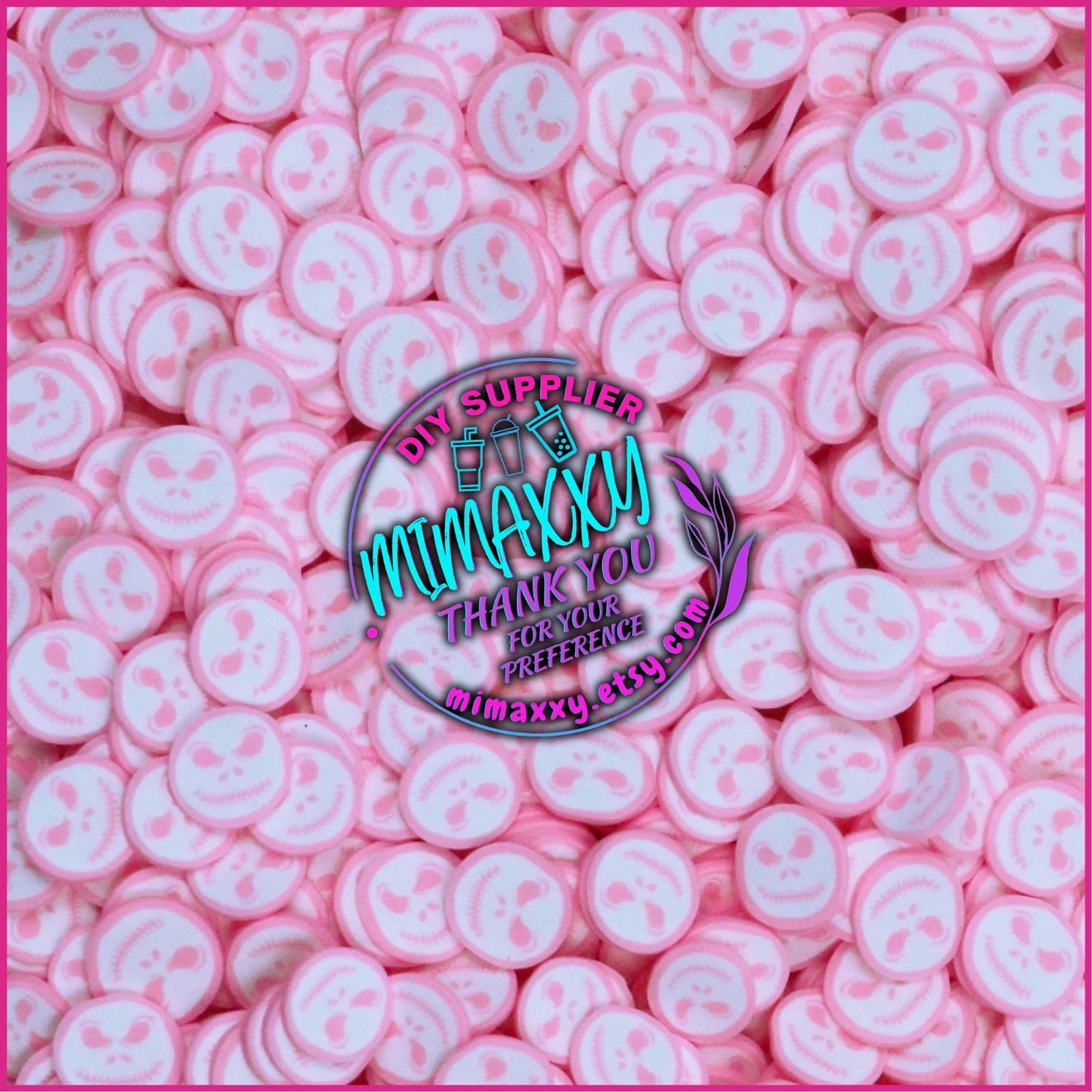 5mm Pink Jack / Halloween Ghost/ Skeleton Polymer Clay/ Sprinkle/ DIY / Resin Art, Snow globe tumbler / Christmas, HALLOWEEN 072