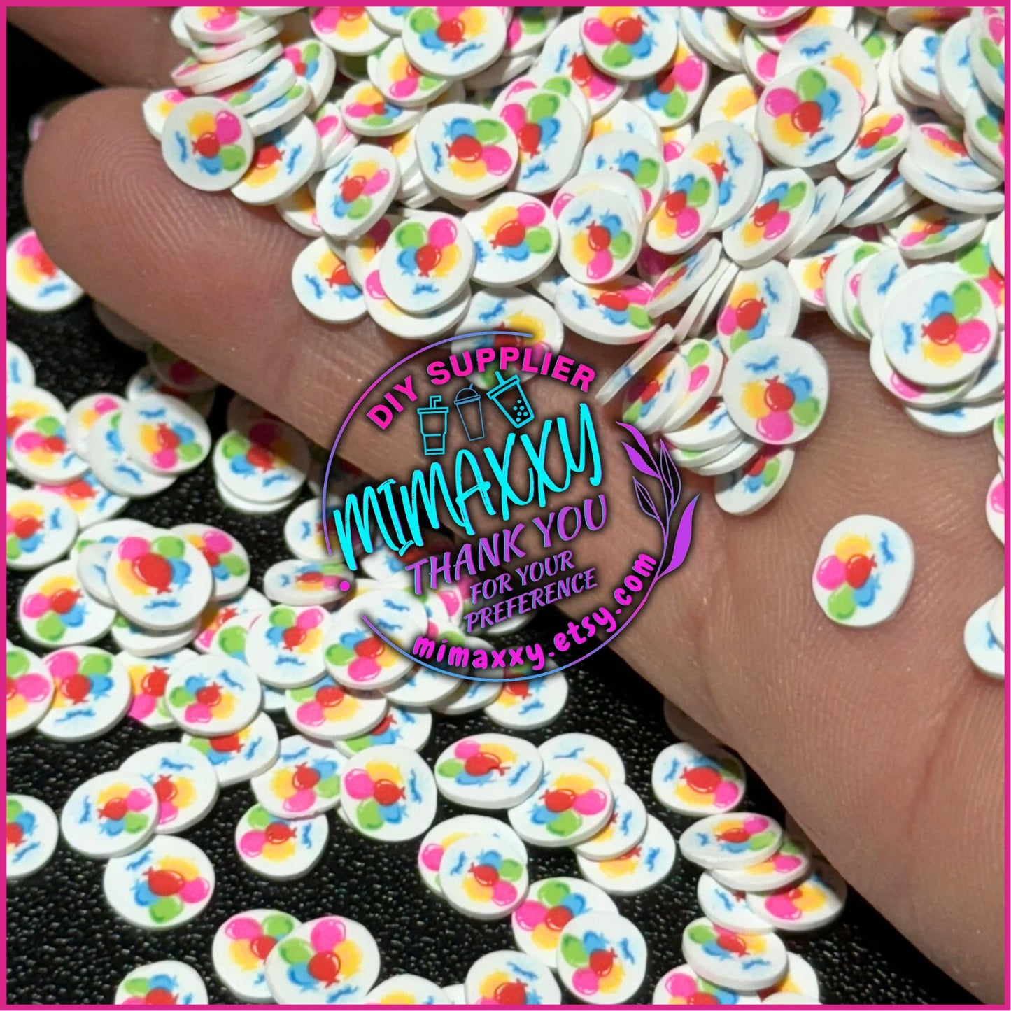 5 Birthday Balloons , Celebration, Party, Polymer Clay Slices /resin art /nail art / snow globe tumbler / crafts Diy /stars A-002