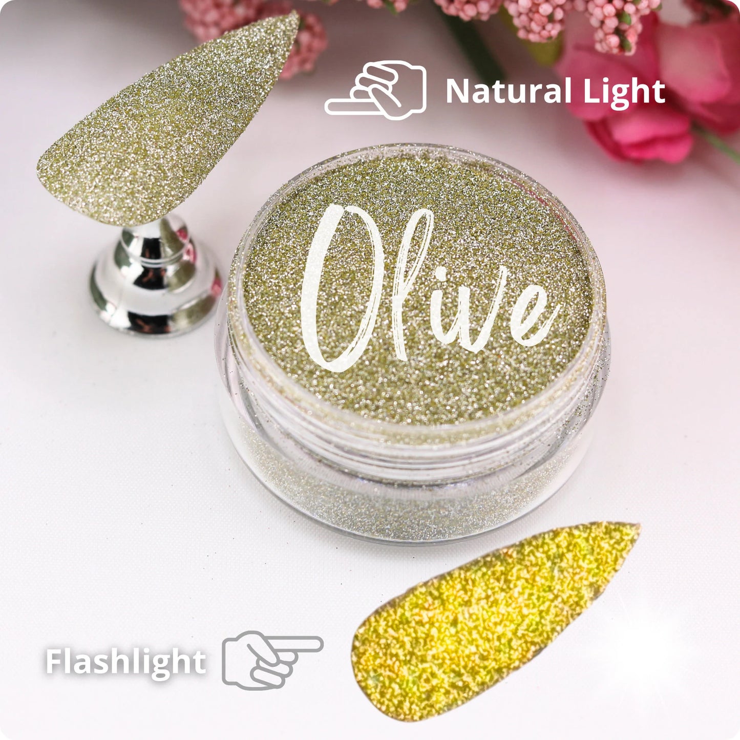 Olive Reflective Powder perfect for nails and crafts, 023