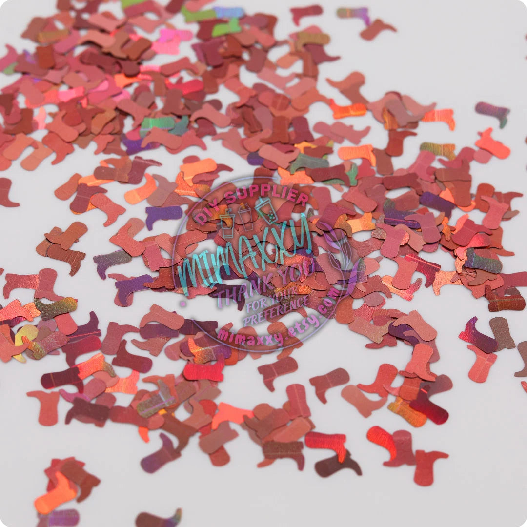4mm Boot Cowboy Girl, high heel shoe, Shaped Glitter, Chunky Glitter Mix, Cosmetic Glitter,Nail Art, Resin art,Snow Globe Tumbler,Craft, SHAPES 037