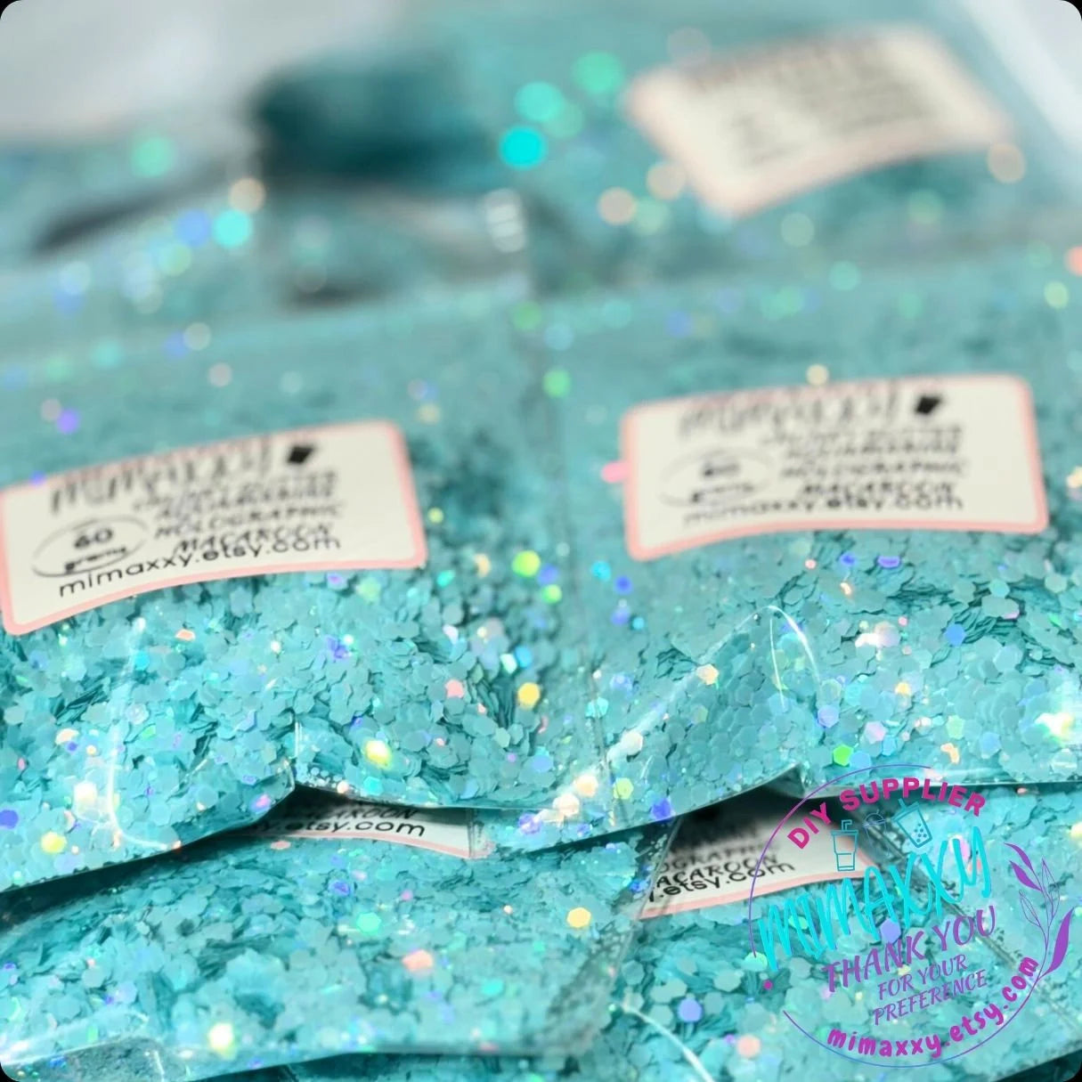 AQUAMARINE HOLOGRAPHIC MACAROON, Shaped Glitter, Chuny Glitter Mix, Cosmetic Glitter,Nail Art, Resin art,Snow Globe Tumbler ,Craft, Matte Hm 003