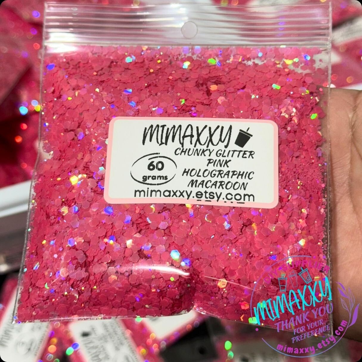 PINK HOLOGRAPHIC MACAROON, Shaped Glitter, Chunky Glitter Mix, Cosmetic Glitter,Nail Art, Resin art,Snow Globe,Craft, pastel, Matte Hm 007