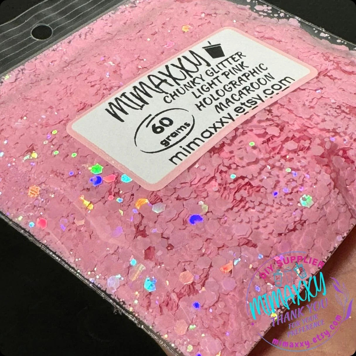 LIGHTPINK HOLOGRAPHIC MACAROON, Shaped Glitter, Chunky Glitter Mix, Cosmetic Glitter,Nail Art, Resin,Snow Globe,Craft, pastel, Matte Hm 006