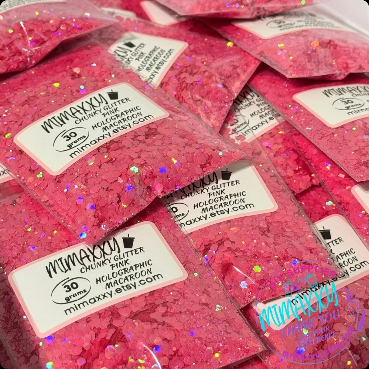 PINK HOLOGRAPHIC MACAROON, Shaped Glitter, Chunky Glitter Mix, Cosmetic Glitter,Nail Art, Resin art,Snow Globe,Craft, pastel, Matte Hm 007