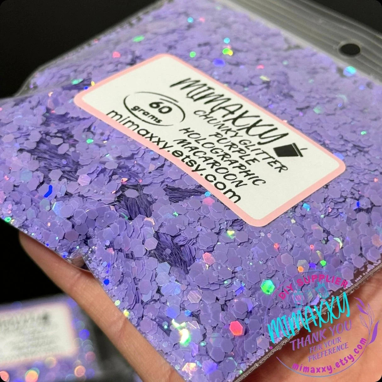 PURPLE HOLOGRAPHIC MACAROON, Shaped Glitter, Chunky Glitter Mix, Cosmetic Glitter,Nail Art, Resin art,Snow Globe,Craft, pastel, Matte Hm 001