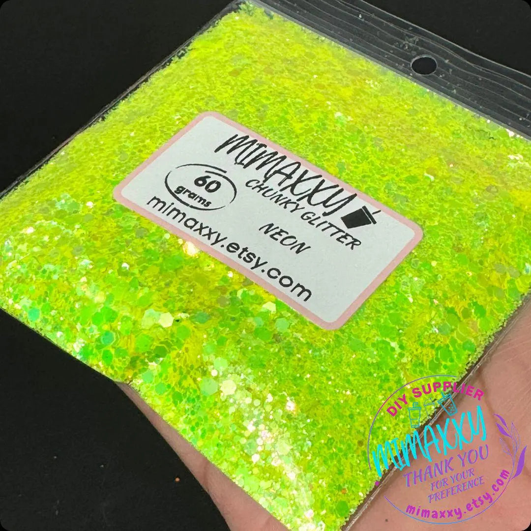 NEON, Shaped Glitter, CHUNKY Glitter Mix, Cosmetic Glitter,Nail Art, Resin art,Snow Globe Tumbler,Craft, Mix 043