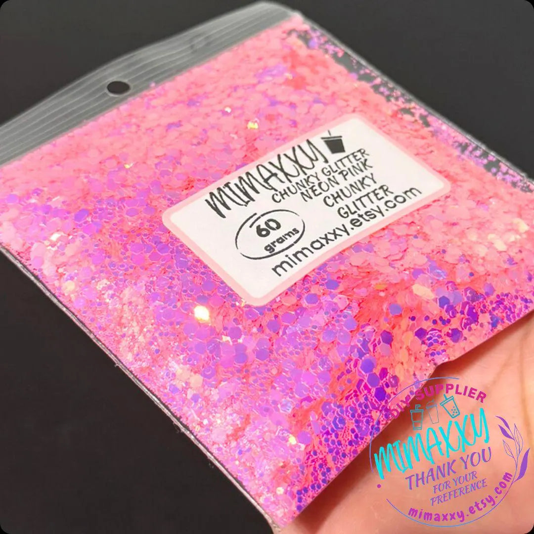 NEON PINK Chunky Glitter, Shaped Glitter, Cosmetic Glitter,Nail Art, Resin art,Snow Globe Tumbler,Craft, Mix 049